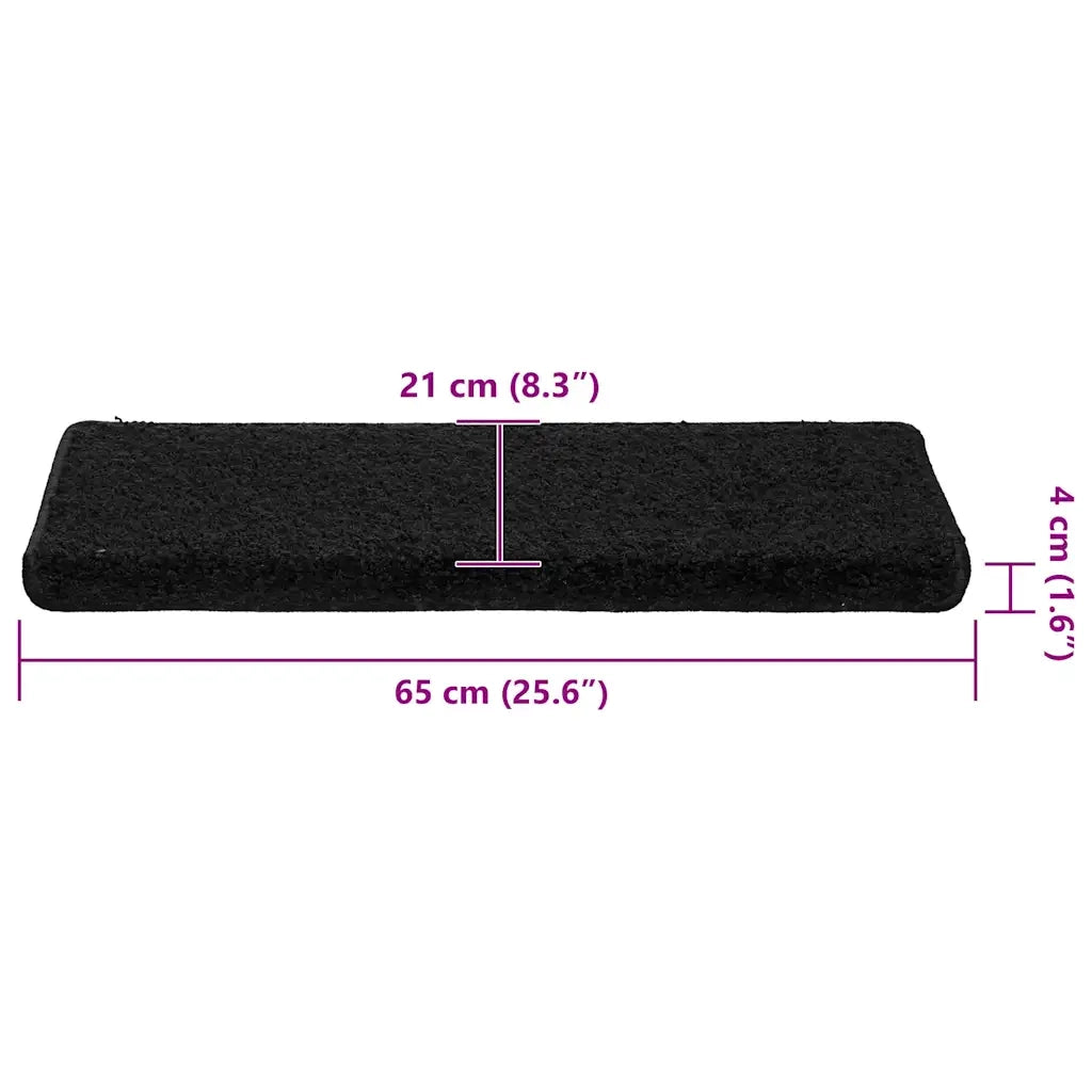 Tappetini per scale 30 pz 65x21x4 cm Nero Bordo rettangolare 3365826