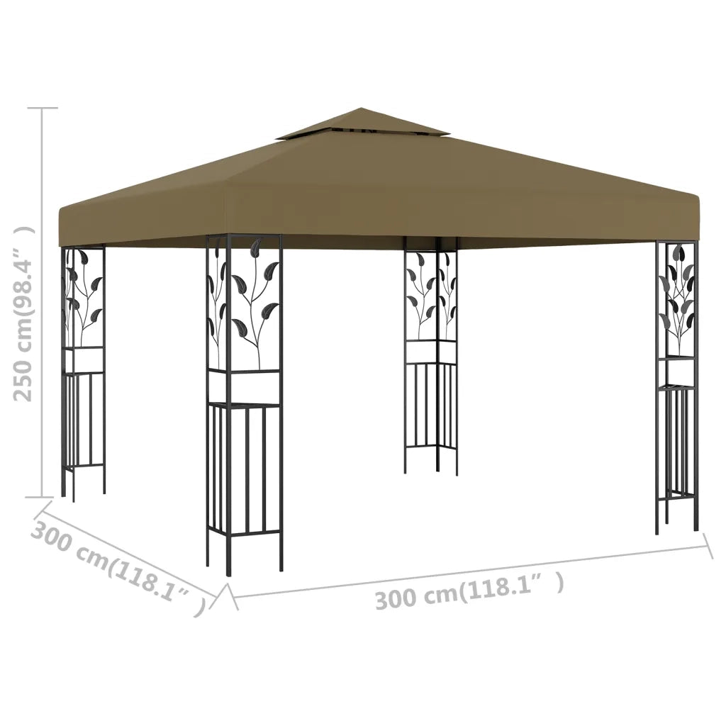 Gazebo | Pergolato 3x3 m Grigio Talpa 180 g/m2