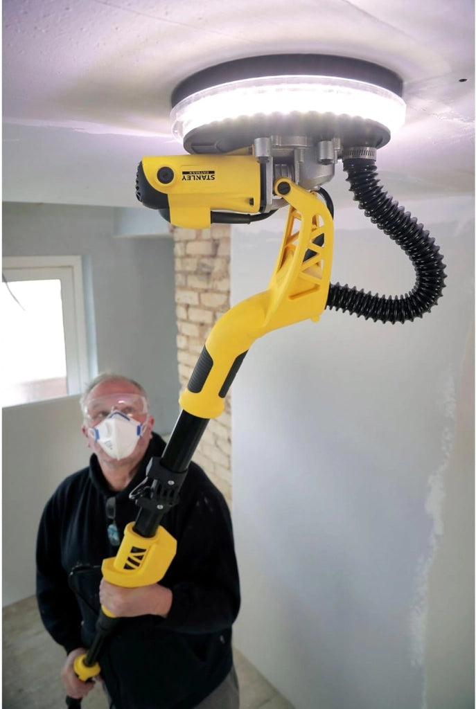 Levigatrice da muro Stanley FATMAX SFMEE500S 750W 225mm – Giraffa telescopica per cartongesso con LED e aspirazione polveri