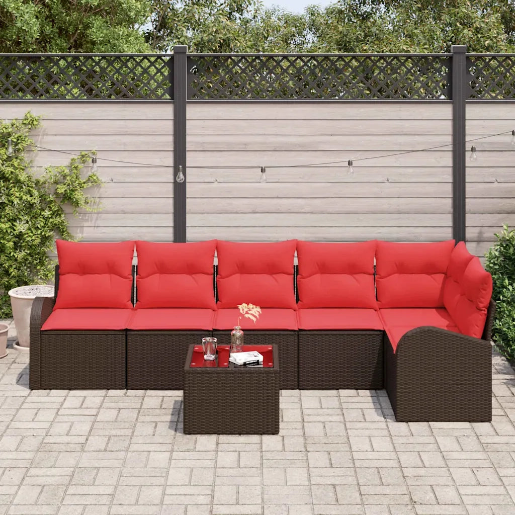 Set Divano da Giardino 7 pcs Marrone polyrattan 3346074