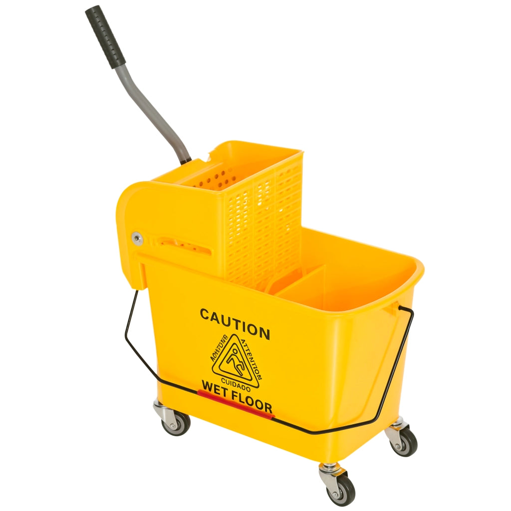 Secchio Lavapavimenti 20 L con Ruote e Scolapiatti ¨C Minimal ¨C Giallo 60x27x70,5 cm