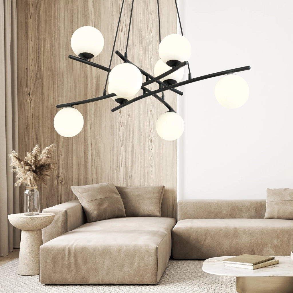 Lampadario Emibig ESSA 8 luci nero opale Ø100cm E14
