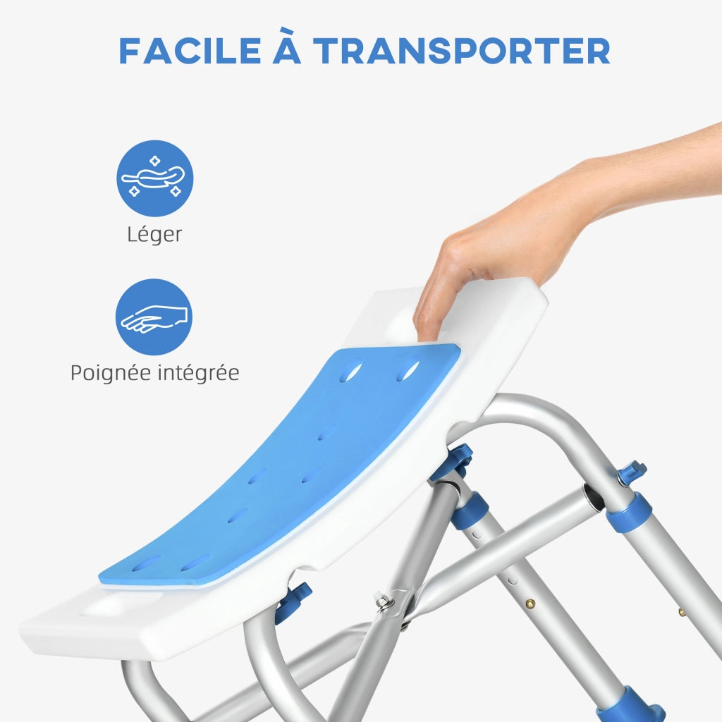 Sgabello da doccia ¨C Zephmum ¨C Blu, alluminio, regolabile