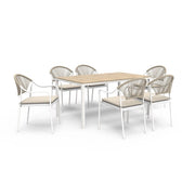 Set Rodi tavolo 150x90 con 6 sedie giardino effetto legno