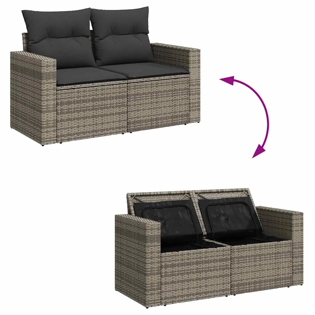 Set Divano da Giardino con cuscino 11 pcs Grigio polyrattan 3363578