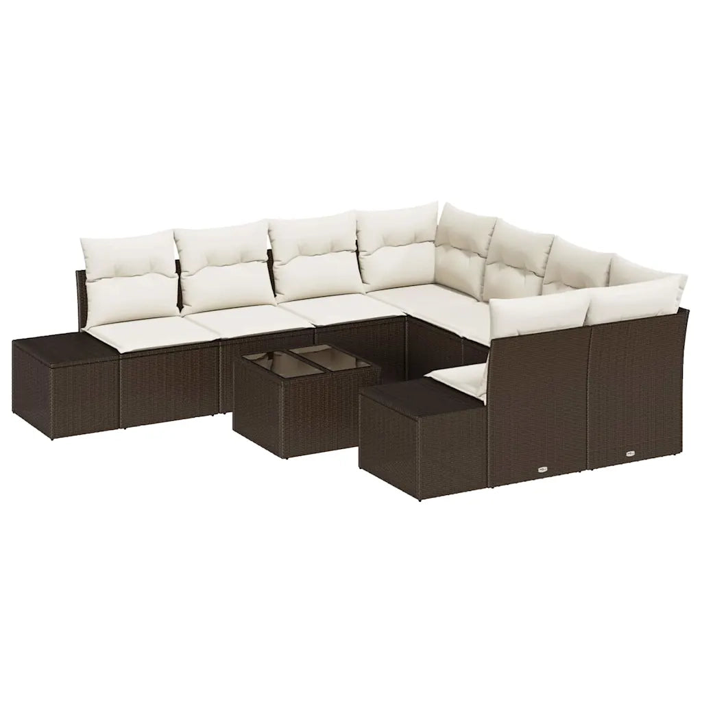 Set Divano da Giardino con cuscino 9 pcs Marrone polyrattan 3346998