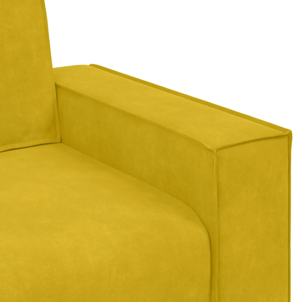 Divano a 3 Posti-Sofa 3 Posti Giallo 180 cm in Velluto 186459