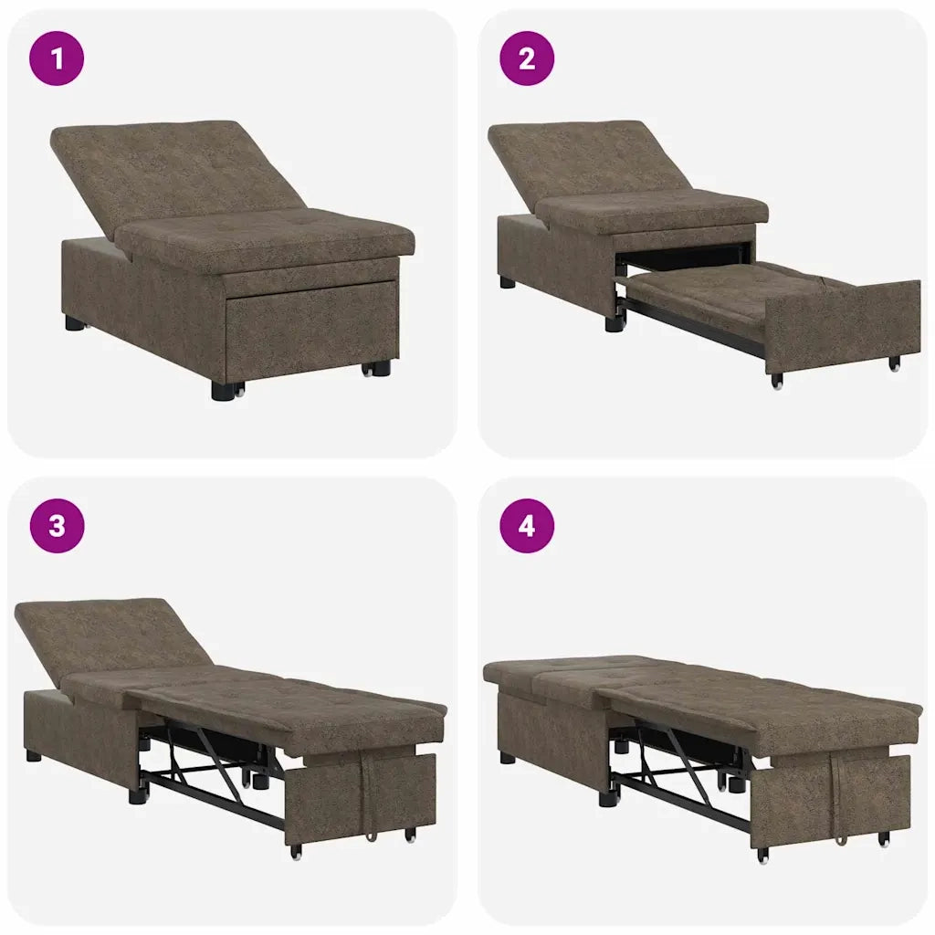 Divano letto Grigio scuro 194 x 67 x 82 cm Tessuto Huahua 42008605