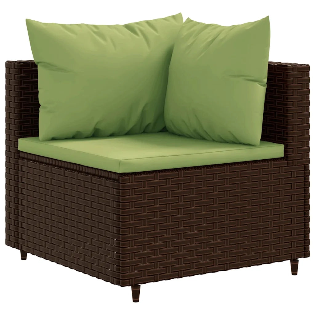 Set Mobili da Giardino 6pz con Cuscini in Polyrattan Marrone 3308102