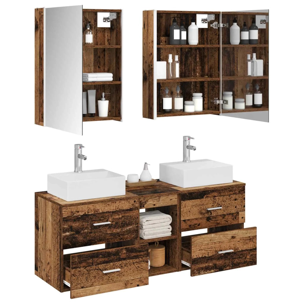 Set di mobili per il bagno 5 pz Legno antico 3406813
