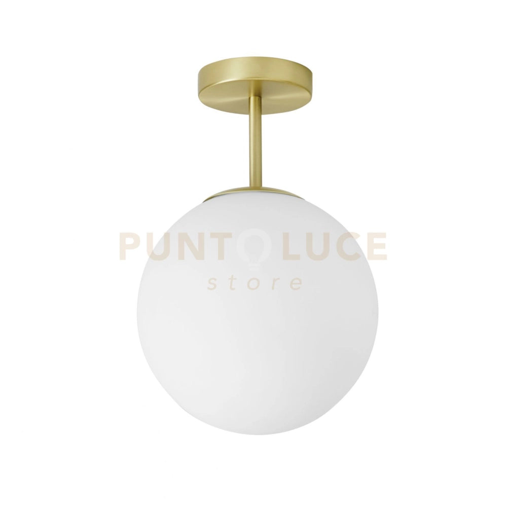 JUGEN LAMPADARIO DA SOFFITTO 1 LUCE COLORE OTTONE ATTACCO E27 SFERA BIANCO OPACO