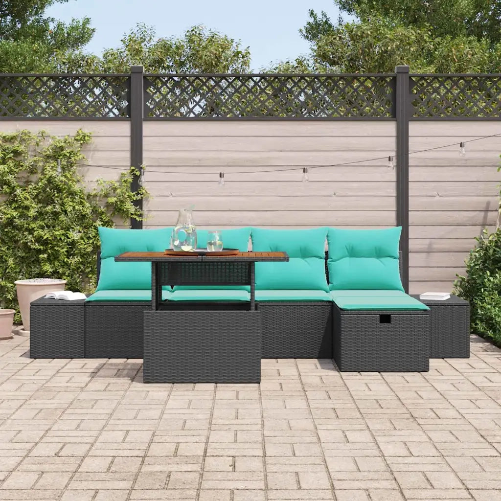 Set Divano da Giardino 6 pz Nero polyrattan 3360050