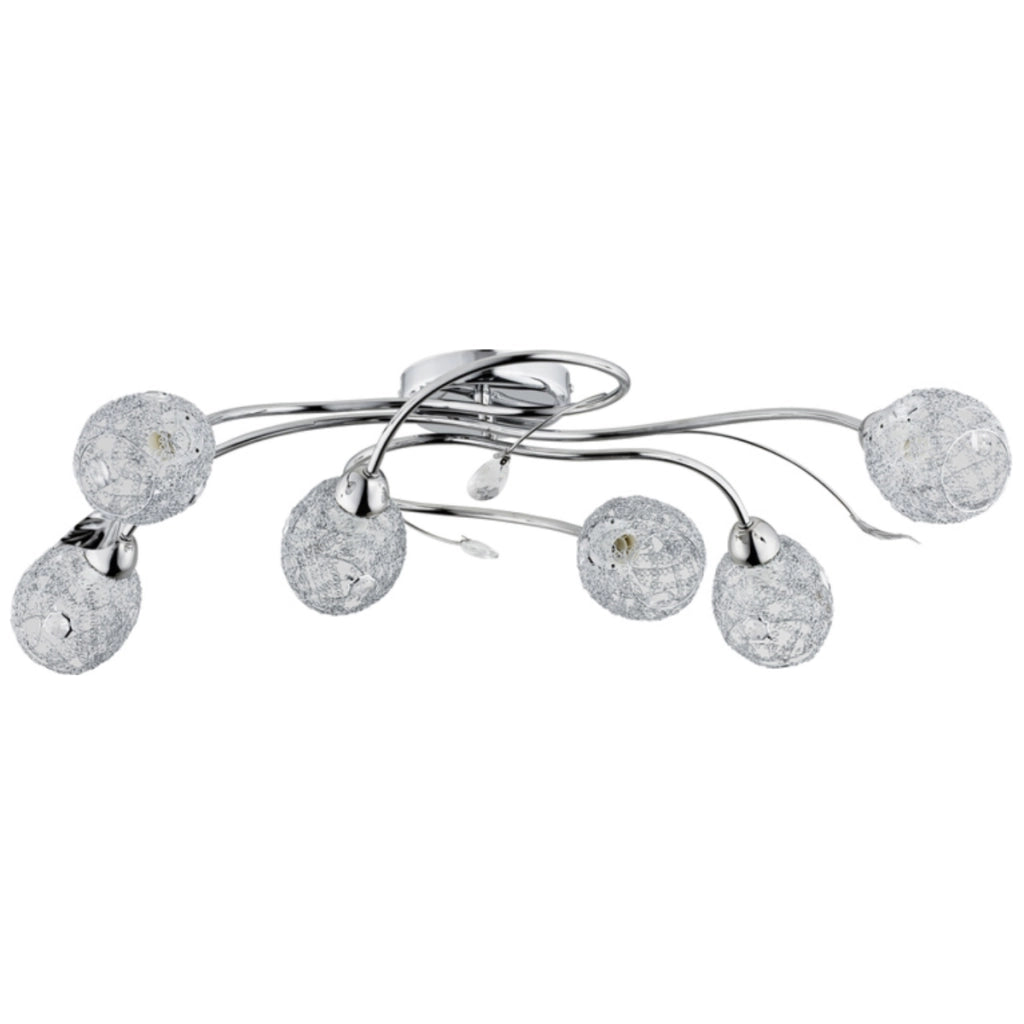 Plafoniera Orlean glamour cromata 6 luci cristallo E14 Alfa