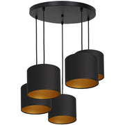 Lampada a sospensione Arden nera 5 paralumi E27 Luminex
