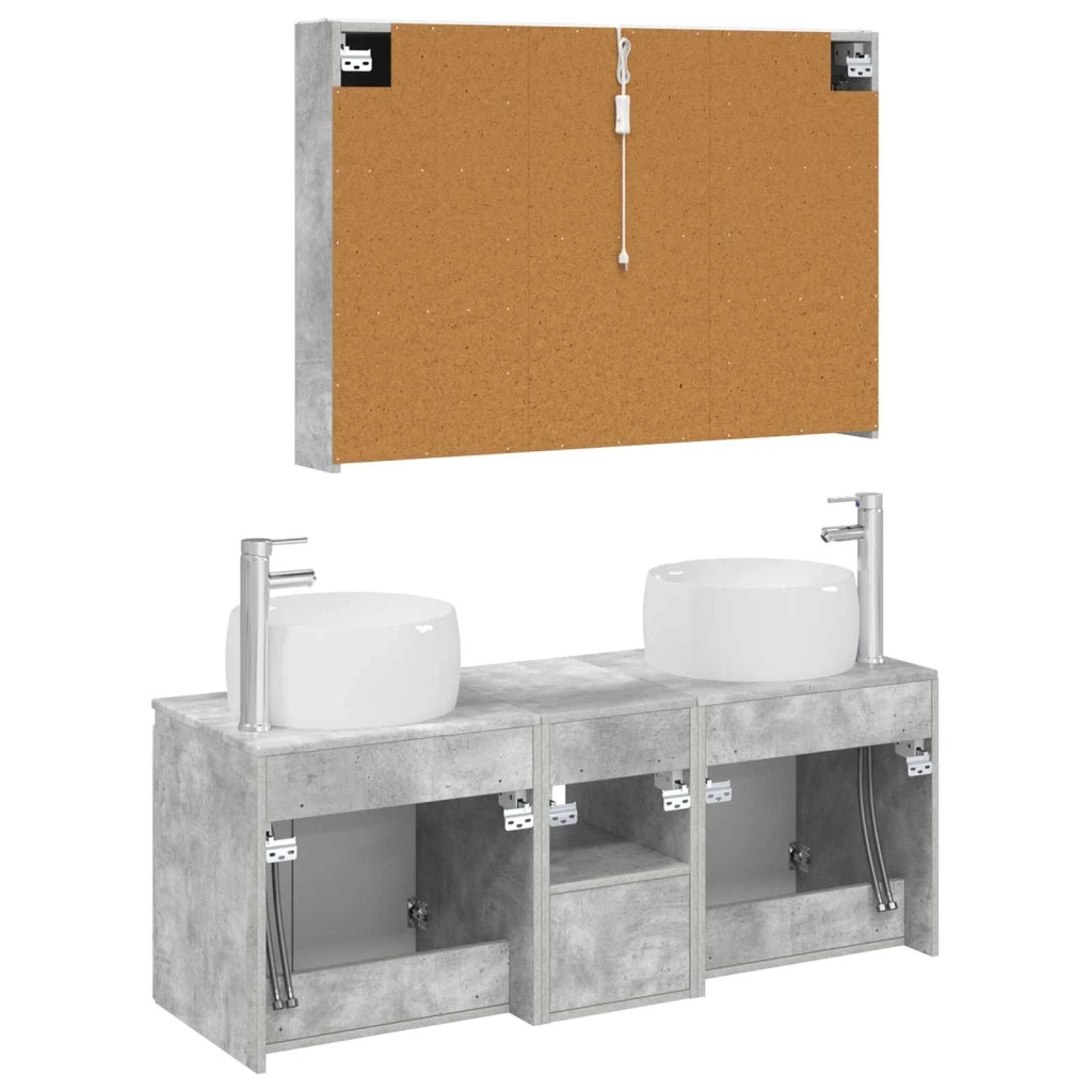 Set di Armadi da Bagno 4 pz Grigio Cemento Legno ingegnerizzato 3406546