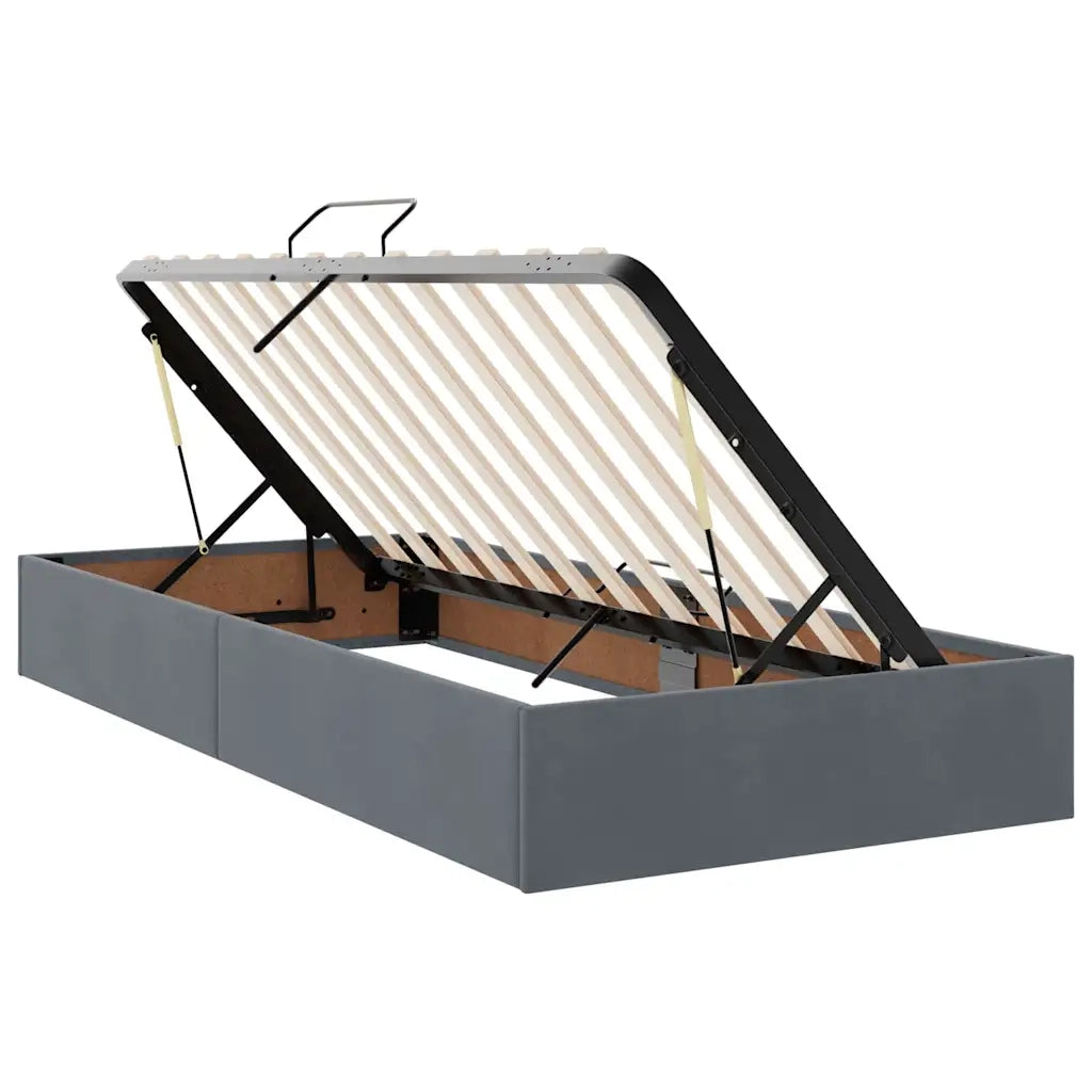 Letto con Contenitore Grigio scuro 90 x 190 cm Velluto