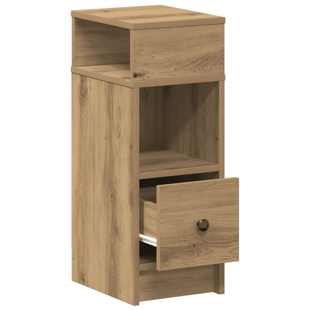 Comodino | Armadio da Notte | Mobiletto da notte con Cassetto Rovere Artigianale 25x31x66 cm