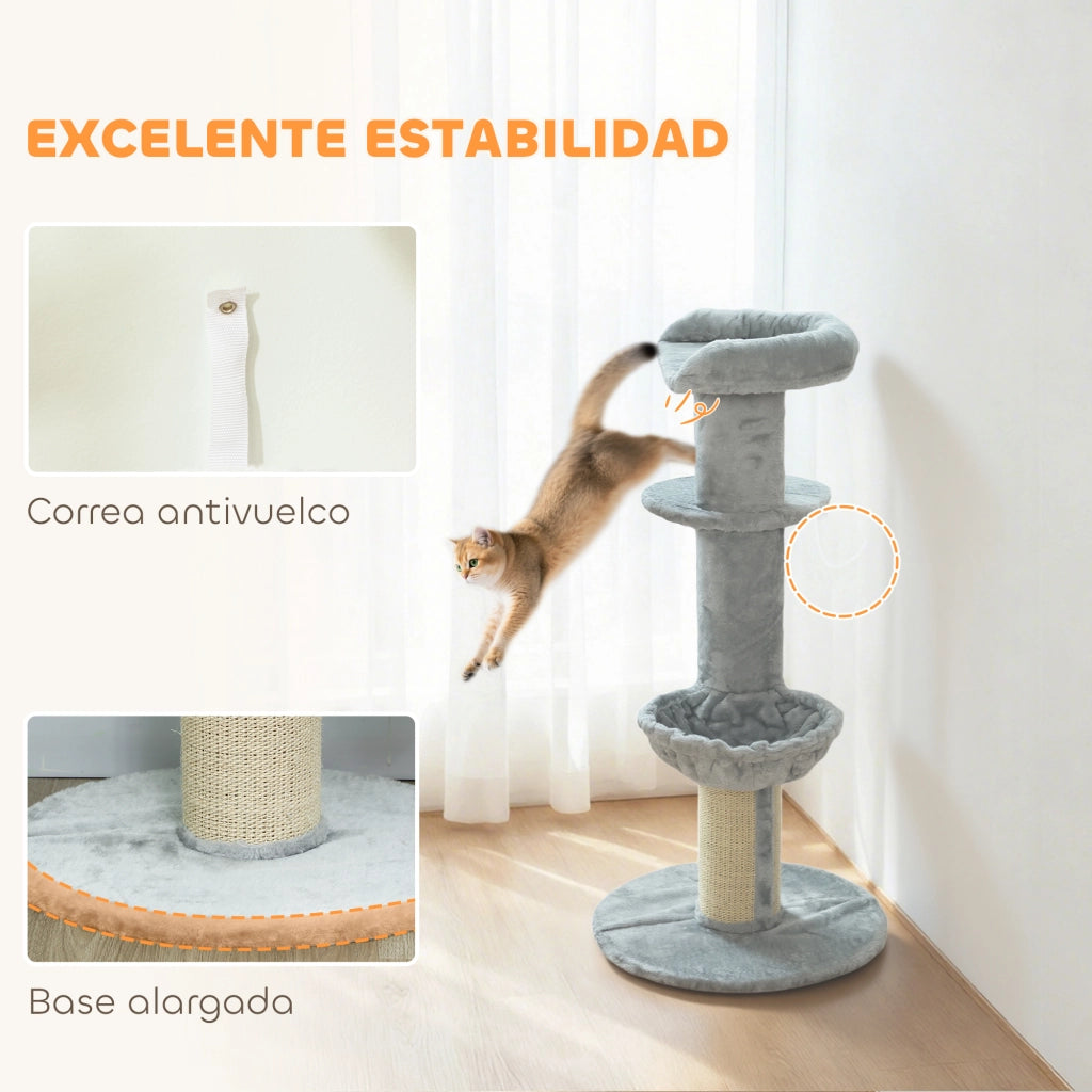 Letto per Gatti con Tiragraffi e Amaca ¨C Minimal ¨C Grigio Chiaro 103.5 cm