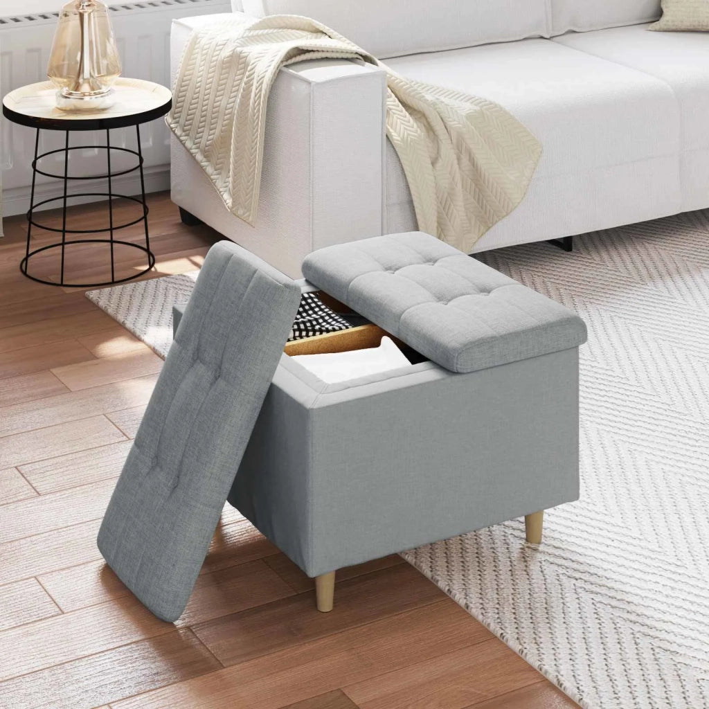 Pouf contenitore Grigio chiaro 60 x 60 x 45 cm Tessuto 876818
