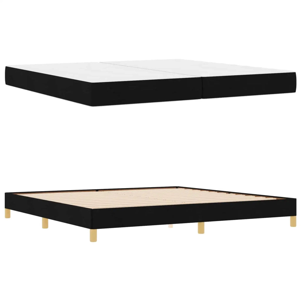 Letto a molle con materasso Nero 200 x 200 cm Tessuto
