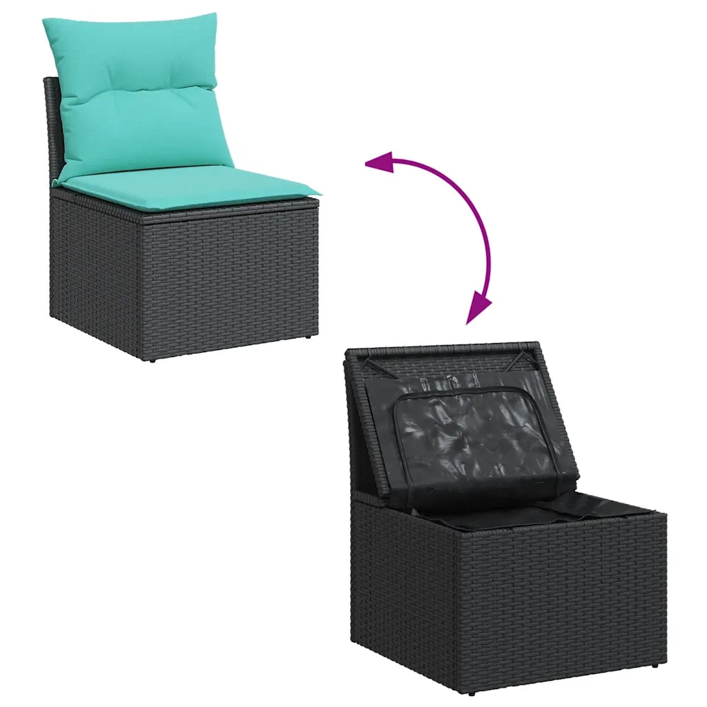 Set Divani da Giardino con Cuscini 7pz Nero Polyrattan 3327228