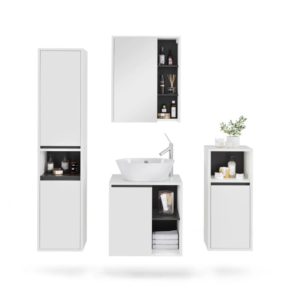 Vicco Set di mobili da bagno Bianco/Grigio 4 parti