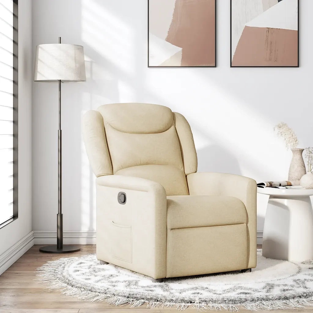Poltrona | Sedia Relax Reclinabile in Tessuto Crema