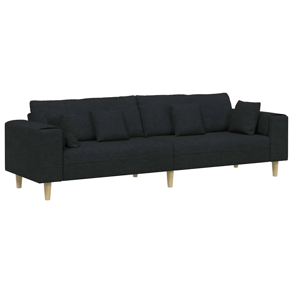 Divano con cuscino Nero 250 x 77 x 76 cm Tessuto 3335145