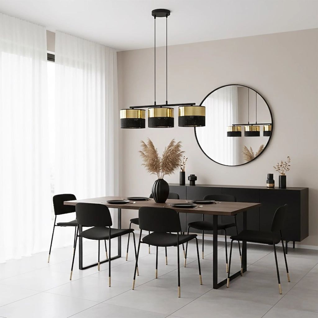 Lampada sospesa LUX 3xE27 metallo nero oro Emibig