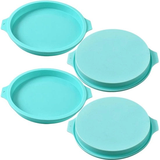 Forma per torta 8"/20 cm - Silicone - Multifunzionale - 4 confezioni - Smalto antiaderente - Resistente a temperature - Verde chiaro - Forma per torta