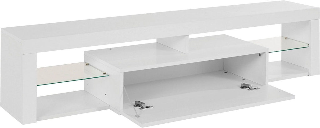 Mobile Tv 1 Anta a Ribalta e Ripiani a Giorno 160x40x35 cm Essential 1R Bianco Lucido