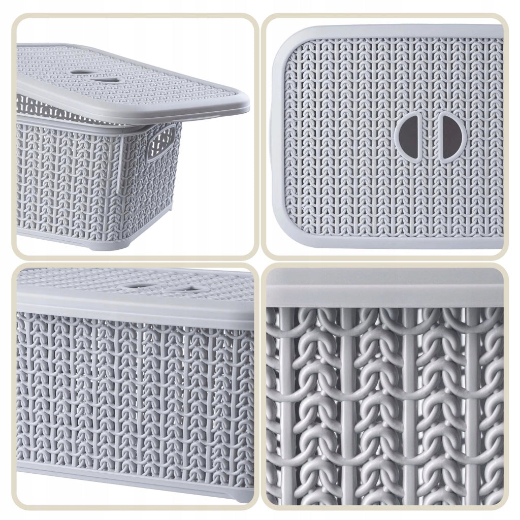 Set di 2 cestini organizer KADAX da 6 litri con coperchio.