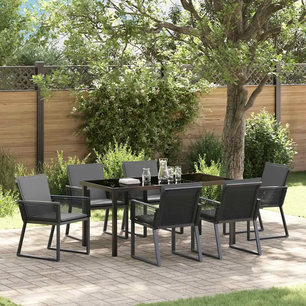 Set da Pranzo per Giardino 7 pcs Nero