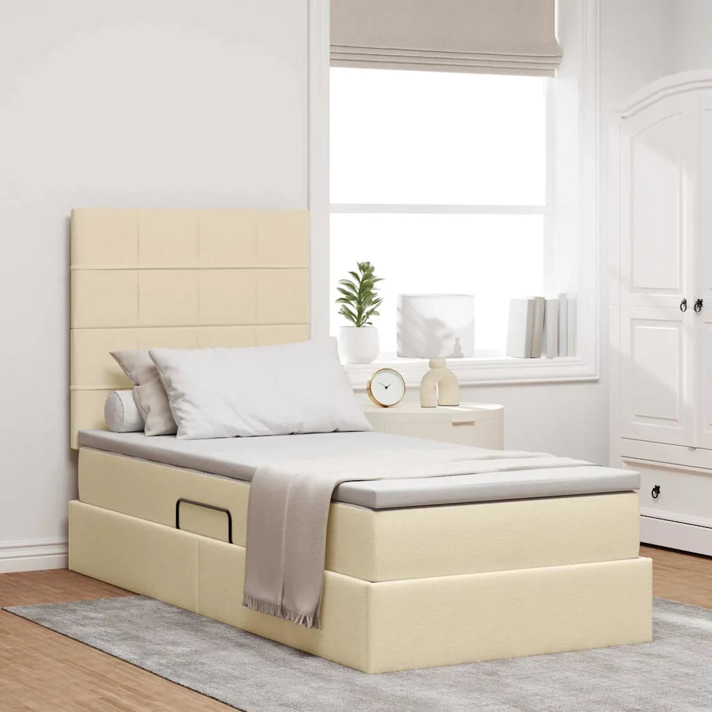 Letto con contenitore e LED Crema 100 x 200 cm Poliestere 3372400