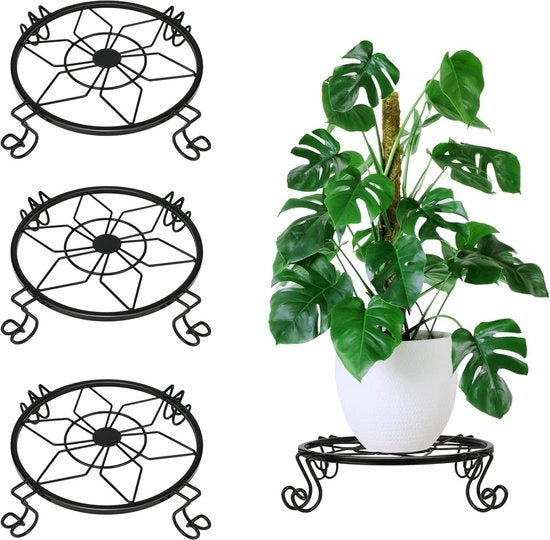 Supporto per Pianta in Acciaio per Vaso - Resistente - Indoor Outdoor - 3 Pack (23cm)