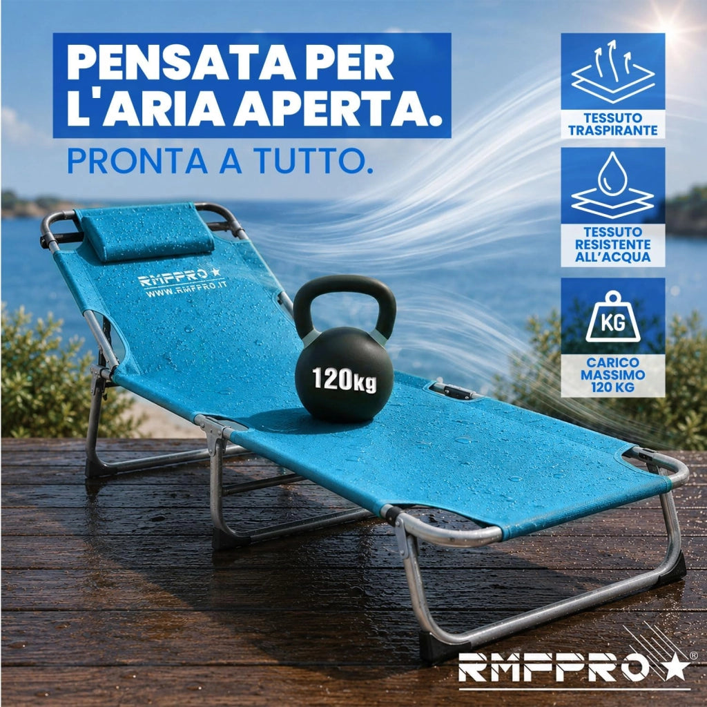 RMF PRO SET 2 LETTINI PIEGHEVOLE CON PARASOLE BLU