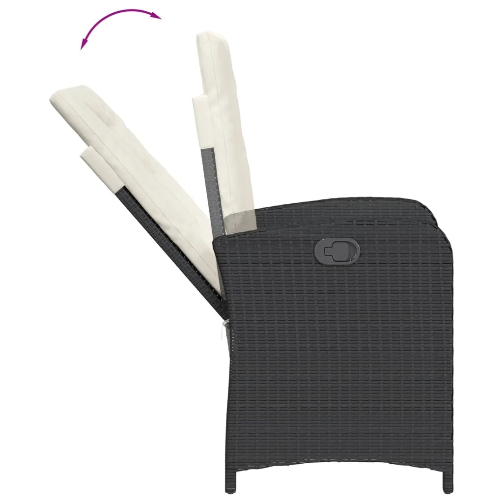 Set da Bistrò 3 pz con Cuscini Nero in Polyrattan 365176