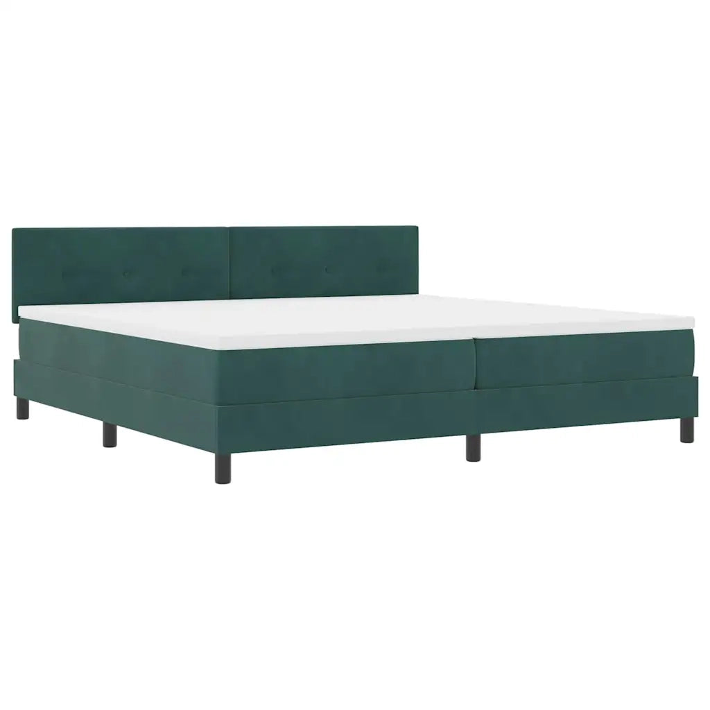 Letto a Sorgente LED con led Verde Scuro 200 x 200 cm Velluto
