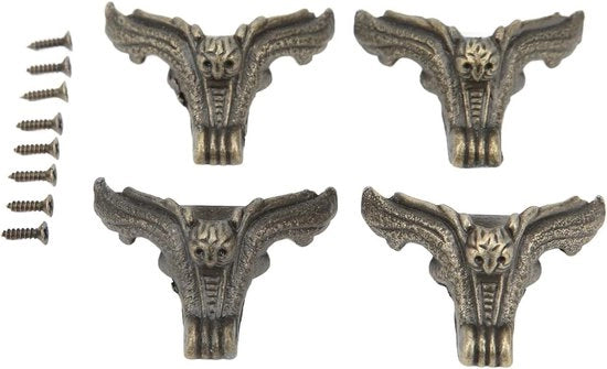 Scatola Decorativa in Stile Vintage - Contenitore per Gioielli - Piedini Decorativi - Cassetto in Legno - Hardware Antico - 4 Pacchi di Viti Inclusi - Cassetto per Gioielli