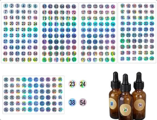 Etichette numeriche a 5 strisce - Etichette da 1 a 300 - Autoadesive - Impermeabili - Resistenti - Per l'organizzazione e la codifica