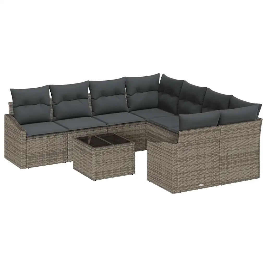 Set di divani con cuscino con cuscino 9 pcs Grigio polyrattan 3346659