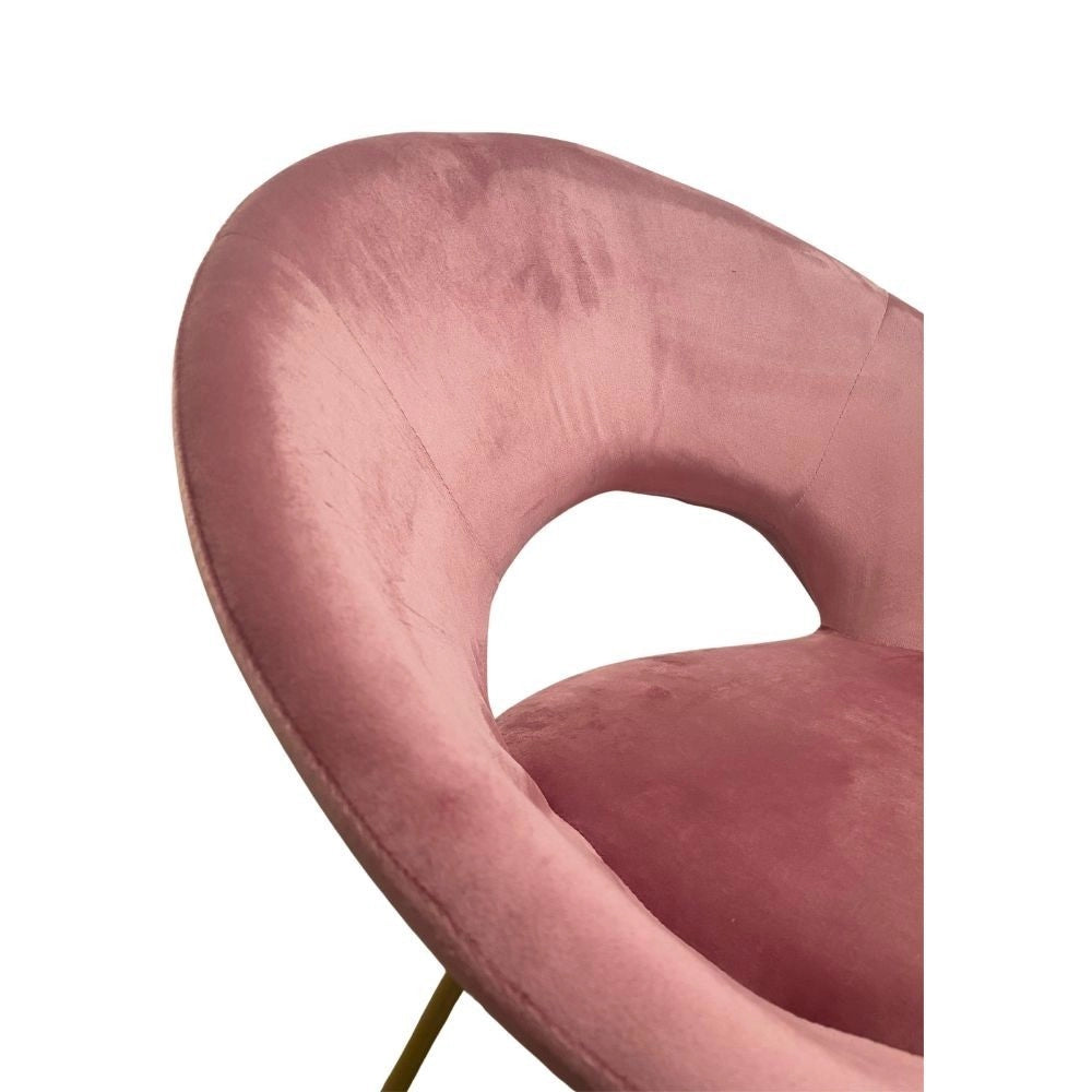 Set 2 poltroncine da salotto Etere velluto rosa e gambe oro