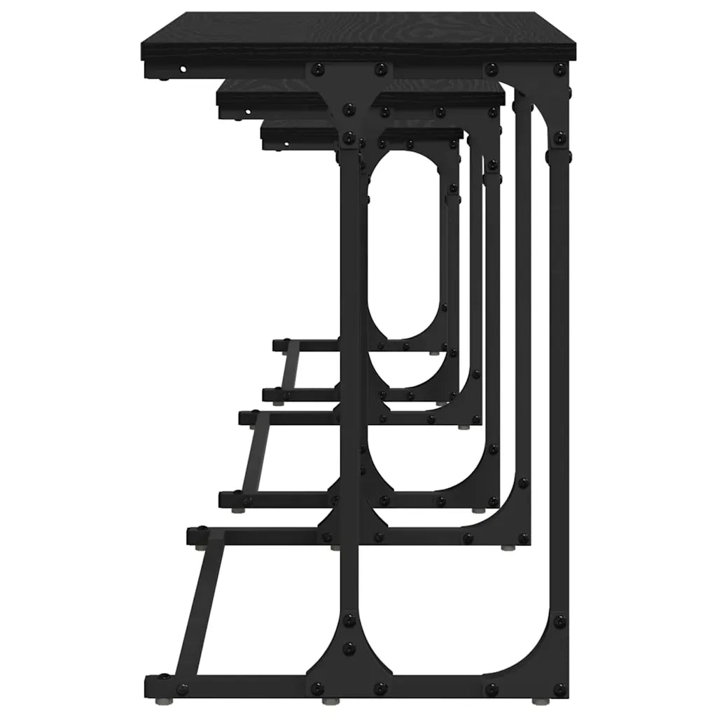 Tavolo da caffè nesting 3 pcs Rovere nero Legno multistrato 883533