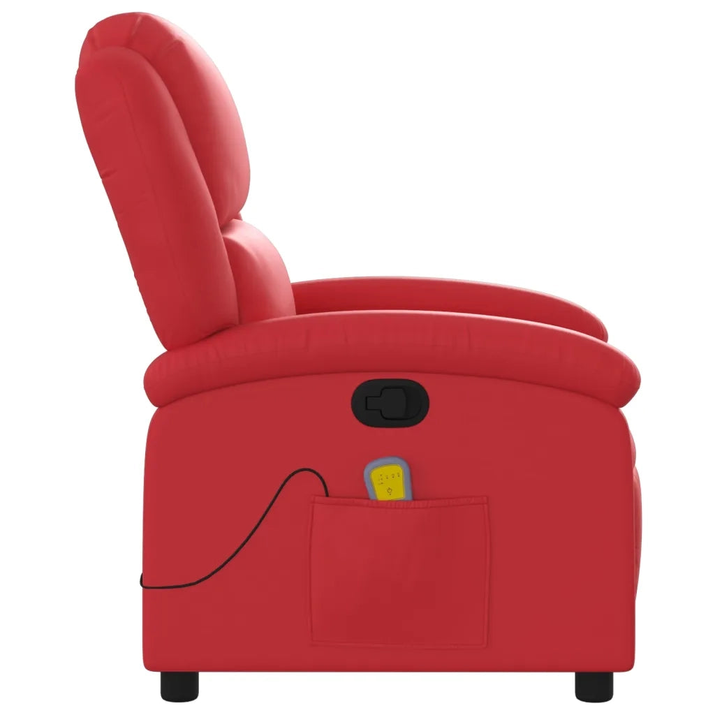 Poltrona Massaggiante | Sedia Relax Reclinabile Rossa in Similpelle