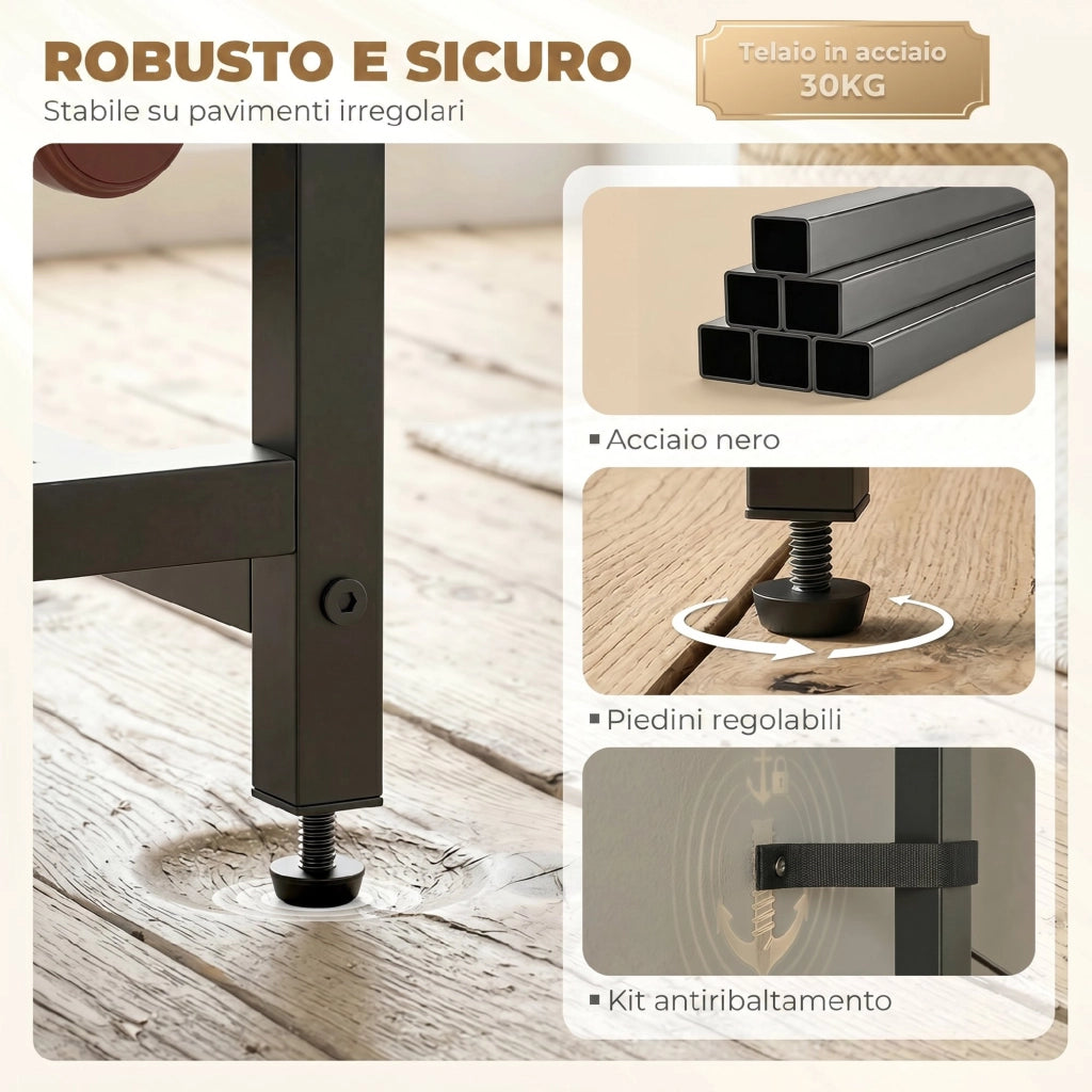 Mobile Bar con Cassetto e Portabicchieri ¨C Xylo ¨C Legno Marrone Rustico