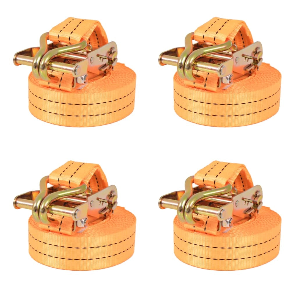 Set di 4 cinghie di fissaggio a cricchetto 1 tonnellata 6 m x 38 mm arancione 02_0003542