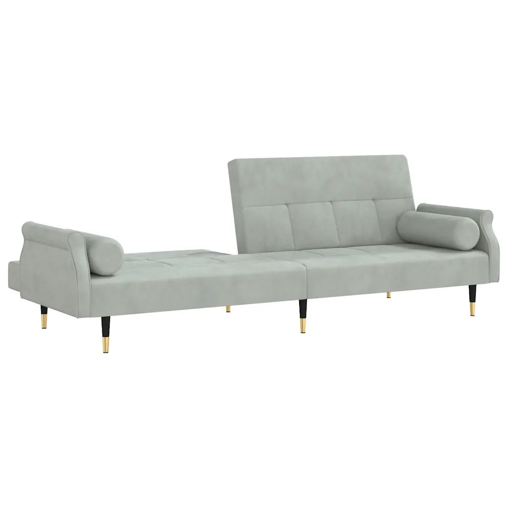 Divano Letto con Cuscini-Sofa Letto-Daybed Grigio Chiaro in Velluto