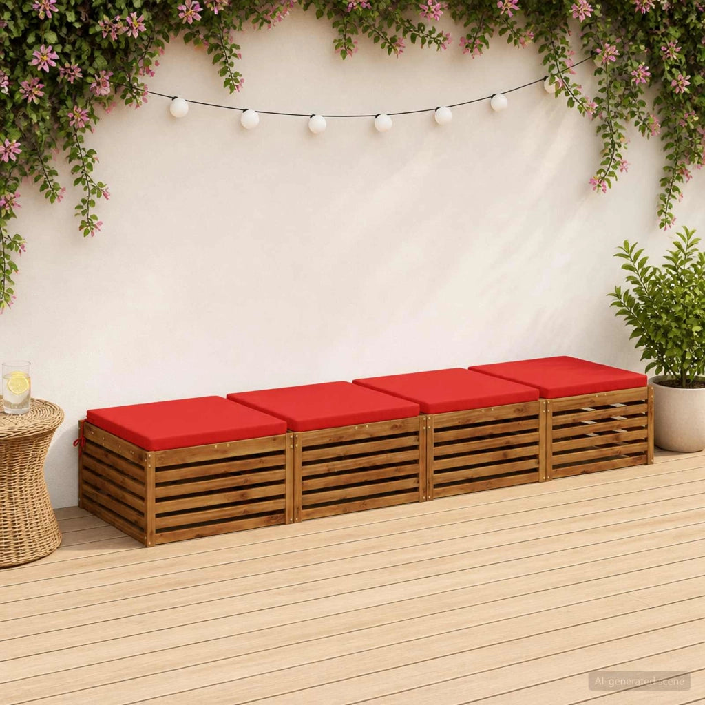 Cuscini per Sedia in 4 Pezzi SOEST 4 pz 100% Poliestere Rosso 945042