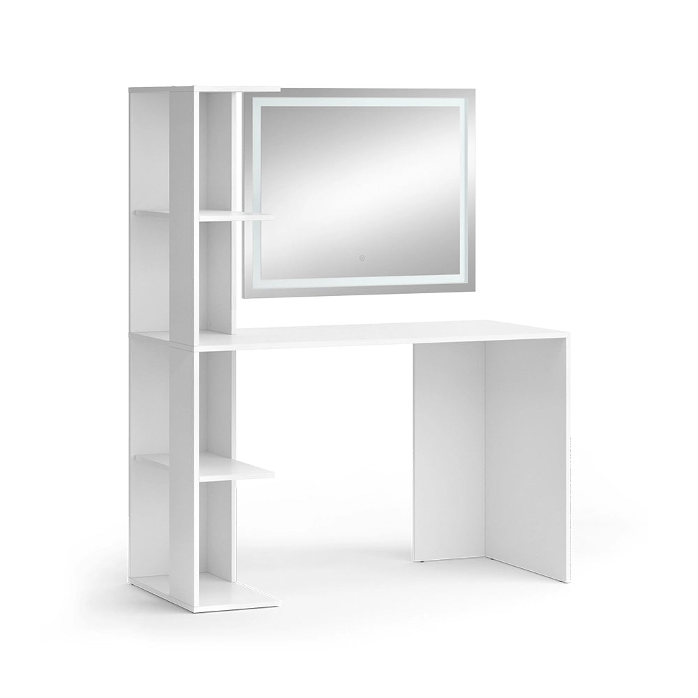 Vicco Tavolo da toeletta Bianco 122.2 cm con specchio a LED