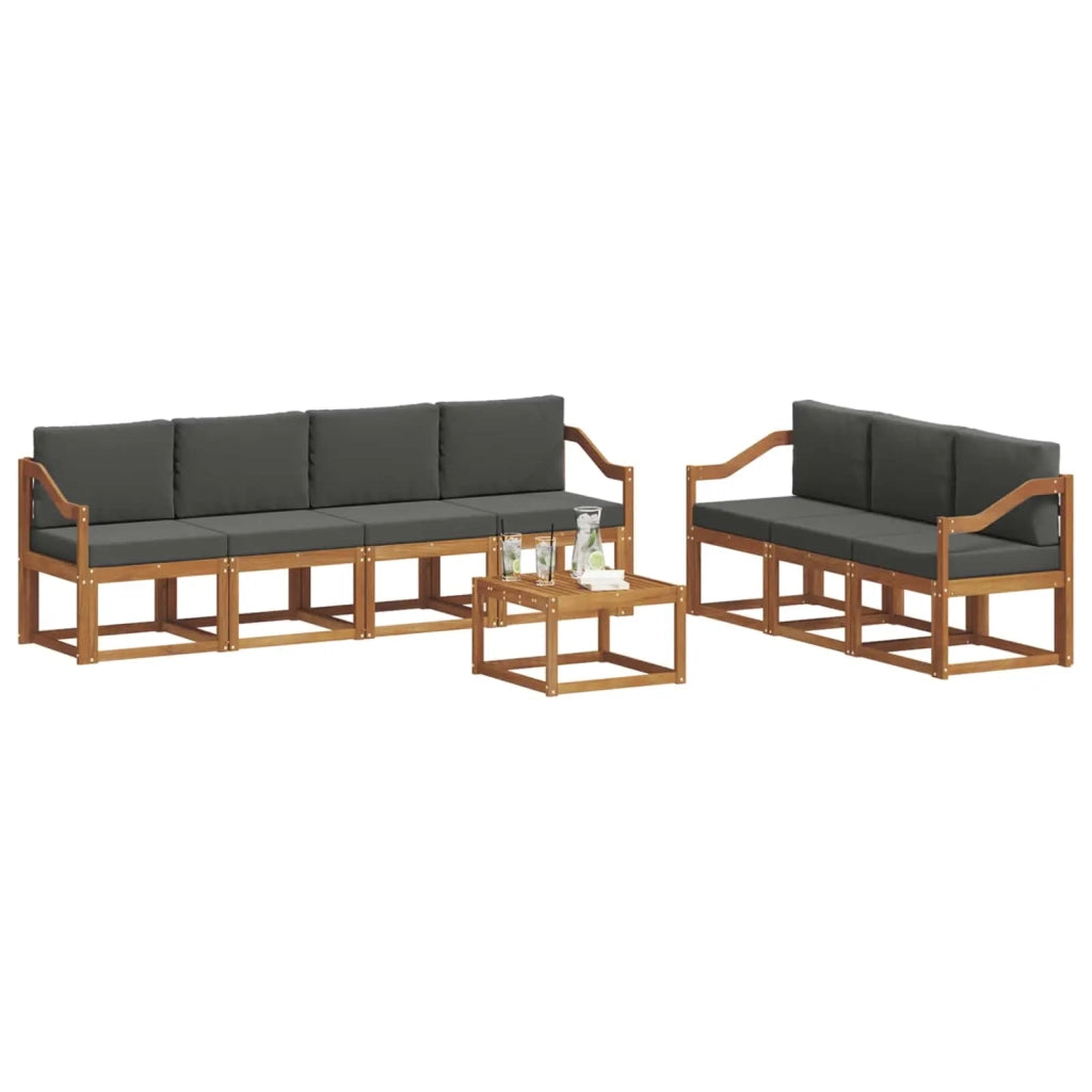 Set di divani da esterno con cuscino 8 pcs Naturale e Antracite 3366130